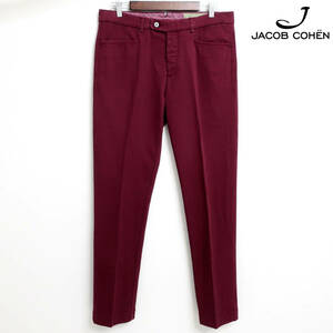  unused yakobko-enJACOB COHEN Italy made top class stretch chinos slacks pants red bordeaux men's W34 2L XL size 