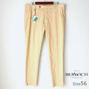  new goods unused BERWICH bell wichi Italy made men's beautiful legs slim stretch chinos slacks pants beige 56 4XL 5L size 