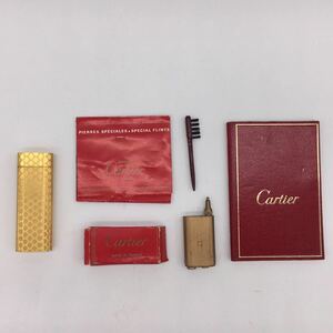 Cartier カルティエ ガスライター オーバル 楕円形 ゴールド カラー B70871 ガスタンク フリント ブラシ 説明書 ローラー式 喫煙具 Ca-65