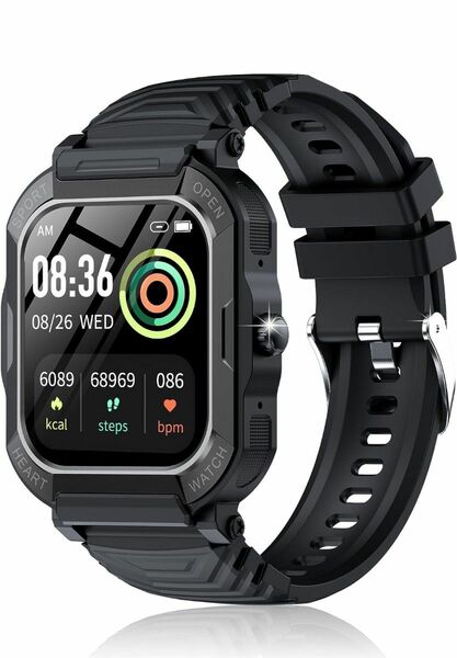 スマートウォッチ 軍用規格 1.91インチ大画面 通話機能付き メッセージ通知 Smart Watch GPS運動（おまけ付き）