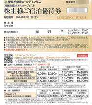 「東急不動産ホールディングス 株主優待」株主様ご宿泊優待券(1枚) 有効期限2024年1月31日　ホテルハーヴェスト/宿泊割引券/株主優待券_画像1