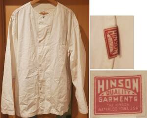 HINSONドットボタンシャツL(XL位)ノーカラージャケット /スリーピングシャツFREAK’S STOREミリタリーBEAMS RRL KEMPEL DANTON ARMY TWILL