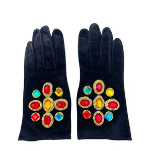 Christian Lacroix Christian Lacroix Vintage glove gloves suede color stone 7 1/2 black 