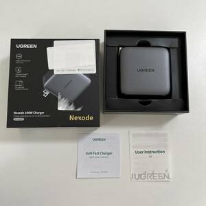 【美品】UGREEN LM1636 Nexode PD充電器 100W 2ポート 窒化ガリウムGaN採用 USB C MacBook Pro MacBook Air Dell XPS iPad Pro iPad Galaxy