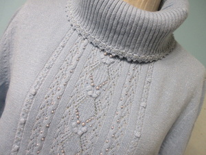 Leilian レリアン圧巻の美しさ・パールビーズニット・高級セーター・１つ１つ手縫い・美品