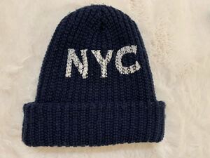 NEWYORK HAT ペイント　ニットキャップ ネイビー