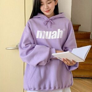 『muah muah』BALANCE MUAH LOGO HOODIE/バランス MUAH ロゴ フーディー　紫