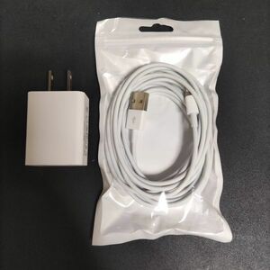 2点セット ACアダプター1個と 3M iPhone 用ケーブル1本 USB充電器 ライトニングケーブル アイフォン アップル 純正品質 楕円形 コード 3M