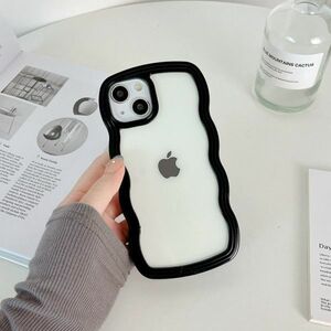 D 黒 iPhone 13 ケース カバー 可愛い 女性 人気 アイフォン 保護 丈夫 頑丈 耐衝撃 裏面 透明 持ちやすい Apple アップル 軽量 ブラック