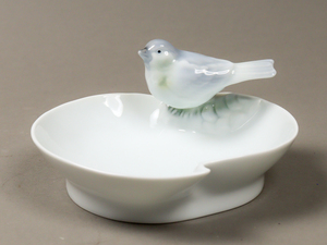 Nibv 深川製磁 釉彩淡光 小鳥細工付き皿 美品