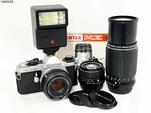 ★PENTAX ペンタックス ME super PENTAX-M 1:1.4 1:1.7 50mm 1:4.5 80-200mm 一眼レフ フィルムカメラ ストロボ 通電可 ジャンク 14620O5-5