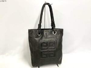 ★GIVENCHY ジバンシィ トートバッグ ハンドバッグ ロゴ ステッチ レザー ブラック 黒 シルバー金具 本革 BAG レディース 1706T9-14