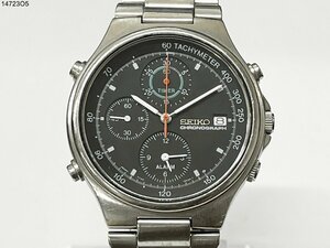 ★稼働品◎ SEIKO セイコー スピードマスター 7T42-6A10 クォーツ クロノグラフ アラーム デイト メンズ 腕時計 電池交換済 14723O5-17