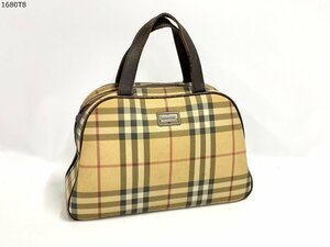 ★Burberry's バーバリー ノバチェック ハンドバッグ レザー キャンバス ヴィンテージ ミニボストン BAG レディース ジャンク 1680T8-10