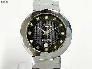 ★稼働品◎ TECHNOS テクノス SAPPHIRE サファイヤ TUNGSTEN タングステン TEM538 クォーツ デイト 4P 3針 メンズ 腕時計 2822H8-18