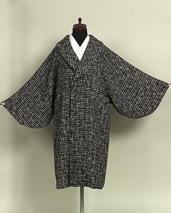 【和遊館】KOG126　日本製 ループツイード へちま衿 和装用 ロングコート 黒色 ベージュ