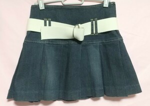 theory theory Denim pleat miniskirt belt attaching Denim miniskirt 