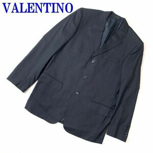 ヴァレンティノ ストライプテーラードジャケット ウール ブラックVALENTINO カジュアル ビジネス オフィス ポケット有 C7614