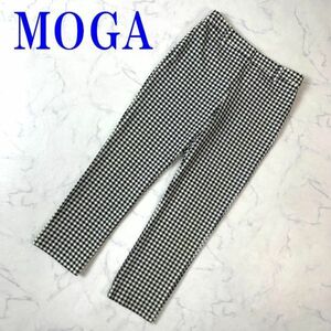 MOGA モガ ブロックチェックストレッチパンツブラック系バックポケット有 カジュアル ２ C7726