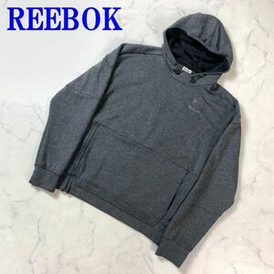 リーボック パーカー フード付き スポーツウェア グレーREEBOK 綿 コットン バックプリント M C7809