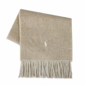 ポロラルフローレン POLO RALPH LAUREN マフラー PC0455-027 リバーシブル 同色刺繍ロゴ taupe winter cream マフラー