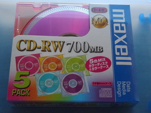 2 新品 マクセル Maxell 5枚セット CDRW80MIX.1P5S CD-RW 700MB カラー5色　1～4倍速