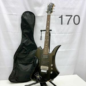 11AD56 B.C.RICH エレキギター Rロゴ ブラック 黒 弦楽器 ソフトケース付き 中古 現状品