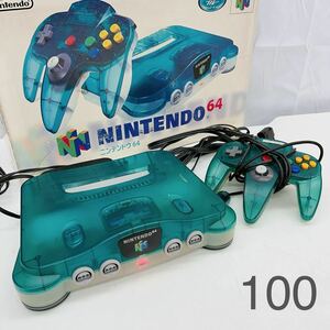 11AB68 任天堂 ニンテンドー Nintendo64 NUS-001 ゲーム機 レトロ グリーン 緑 元箱付き 中古 現状品 通電のみ確認済み