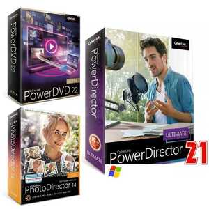 豪華三点セット　PC5台分！CyberLink PowerDVD 22 Ultra ＋ PowerDirector 21 Ultra ＋ Photodirector 14 Ultra 【永久版】 