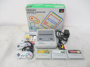 ◎任天堂 スーパーファミコン 本体[SHVC-001]＋コントローラ×2＋スーファミソフト×3 SFC レトロゲーム SUPER麻雀大会など(12-2-24)