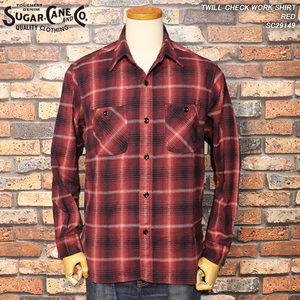 【XXL】SUGAR CANE シュガーケーン TWILL CHECK WORK SHIRT ツイル・オンブレーチェックワークシャツ RED SC29149 東洋エンタープライズ