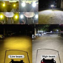 バイク用 ヘッドライト LEDプロジェクター レンズ ２色切替え ホワイト/イエロー 補助照明 プロジェクターランプ フォグ スイッチ付 CBD08_画像2