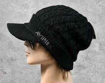 AVIREX アビレックス ニットキャップ ニット帽 帽子 大きい 大きめ 大きいサイズ メンズ アヴィレックス 7987275 ブラック 新品_画像3