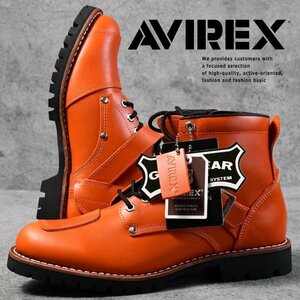 AVIREX ブーツ メンズ ブランド アビレックス TIGER タイガー アヴィレックス 本革 ショートブーツ 革 靴 AV2931 オレンジ 26.0cm / 新品