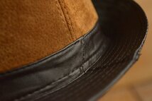 大きいサイズ 本革 レザー 中折れハット ハット FEDORA HAT 帽子 メンズ フェドラハット 7998481BIG ブラウンスエード 新品 1円 スタート_画像5