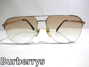 X3K053■ バーバリー Burberrys ピュアチタン ハーフリム シルバー色＆ゴールド色 度付き サングラス ブルーライトカット メガネ 眼鏡