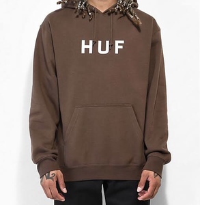 ☆未使用・メンズ★HUF ハフ　裏起毛　LOGO PULLOVER HOODIE 　プルオーバー フーディ　秋冬　暖かい　チョコレート　Lサイズ