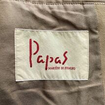 Papas パパス コットン モールスキン ストレッチ ワーク テーラード ジャケット size.L ブラウン ベージュ D0444FJ 916 パッチポケット_画像7