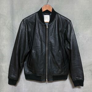 美品 B:MING by BEAMS ビーミングバイ ビームス 羊革 シープレザー ボンバー ジャケット リブ ブルゾン size.S ブラック 定価 36,300円