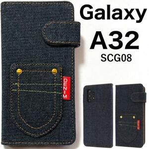 Galaxy A32 5G SCG08 デニムデザイン 手帳型ケースギャラクシーA32 スマホケース