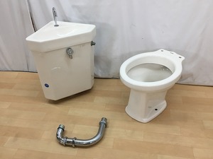 【中古】TOTO トイレ便器(床下排水) コーナートイレ 隅付タンクのセット 三角タンク式 「S670B」 洋式便器 「C14RS」パステルアイボリー100