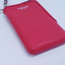 美品 コーチ COACH スマホケース レザー 携帯 ケース ピンク カード入れ_画像3