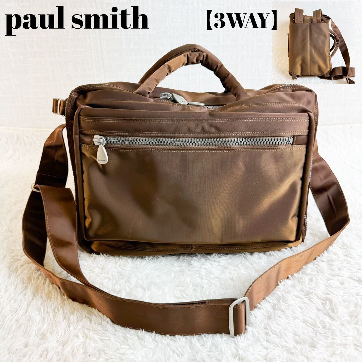 超美品 『Paul Smith ポールスミス ナイロン×レザー トートバッグ』 黒