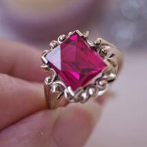 ＊K10ダイヤが浮かぶルビーリング＊英国アンティーク イギリス ヴィンテージ 指輪 金 昭和レトロ ring vintage antique gold ruby (検K18_画像5