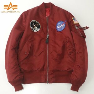 美品 ALPHA INDUSTRIES アルファ TYPE MA-1 NASA スペースシャトルモデル フライトジャケット レッド 赤 L ブルゾン 中綿入り