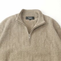 美品 日本製 つるやゴルフ CASHMERE 高級カシミヤ100％ ハーフジップ ニットセーター ベージュブラウン L メンズ 長袖 プルオーバー_画像2