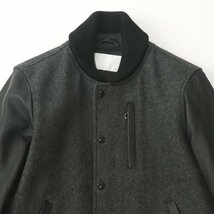 相場価格￥31,500- 美品 URBAN RESEARCH ID アーバンリサーチ 羊革 ラムレザー メルトンウール 袖革スタジャン グレー M メンズ アワード_画像2