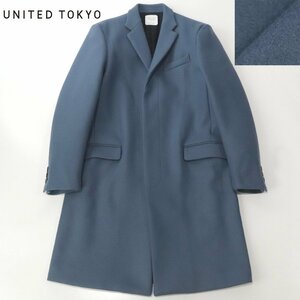 相場価格￥37,400- 美品 日本製 UNITED TOKYO ユナイテッド トウキョウ メルトンウール 比翼 チェスターコート ロング丈 3 JP:L