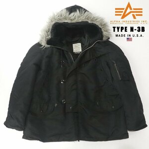 相場価格￥29,480- 美品 USA アメリカ製 ALPHA INDUSTRIES アルファ TYPE N-3B ナイロンツイル フライトジャケット ブラック 黒 XL