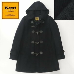 【王道アイビー！】 美品 Kent in Tradition ケント ウールブレンド デタッチャブル ダッフルコート 濃紺 ネイビー M フード メンズ-